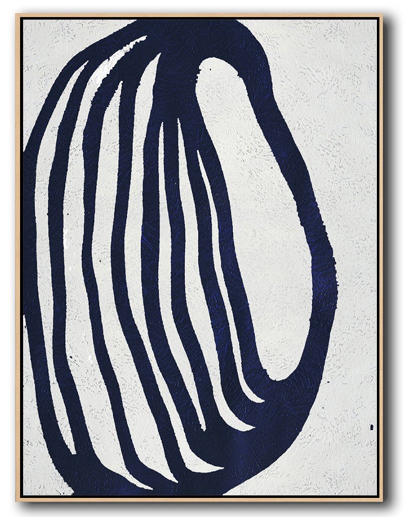 Buy Hand Painted Navy Blue Abstract Painting Online - Canvas Pictures For Living Room Huge